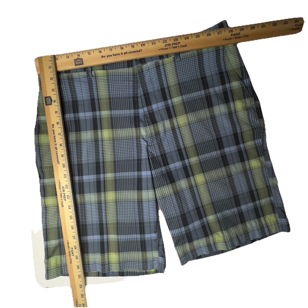 PGA Tour Golf Shorts Blue Green Plaid 36W Lightweight Wicking Stretch Quick Dry - Picture 5 of 8